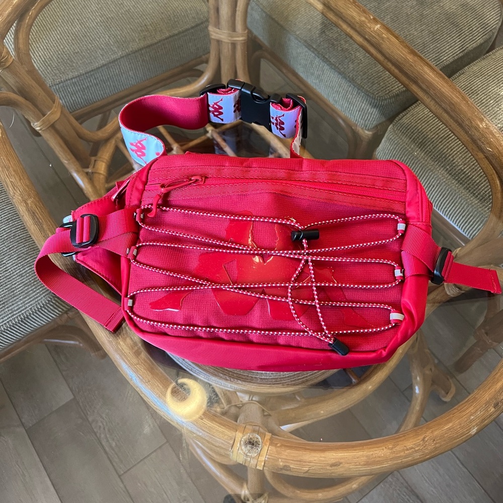 🔥 Kappa Red Crossbody Fanny Pack with Bungee Cord Detail 🔥